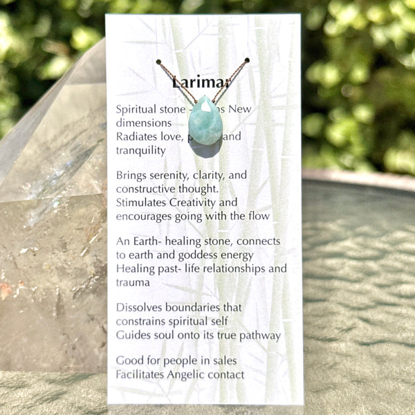 Larimar Drop Bead Necklace 16”