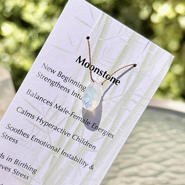 Moonstone Drop Bead Necklace 17”