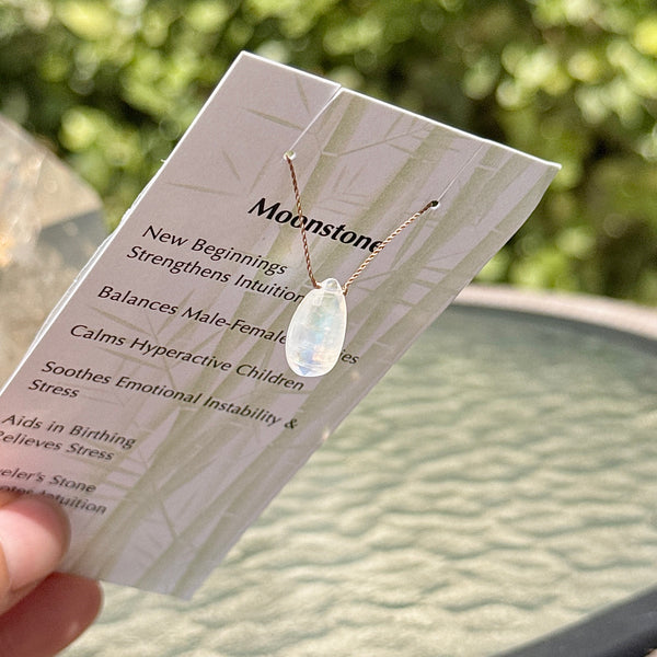Moonstone Drop Bead Necklace 17”