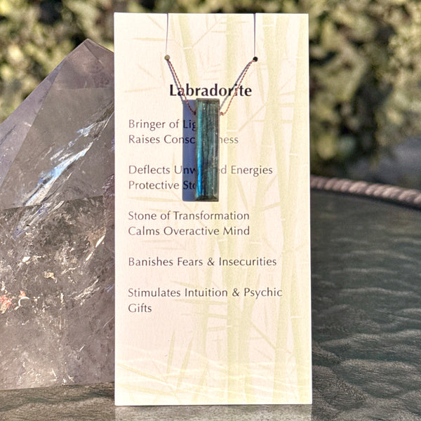 Labradorite Rectangle Bead Necklace 16 1/2"