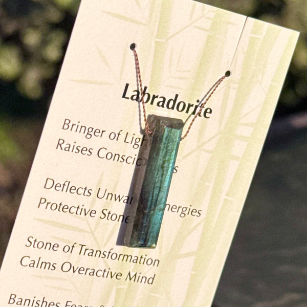 Labradorite Rectangle Bead Necklace 16 1/2"