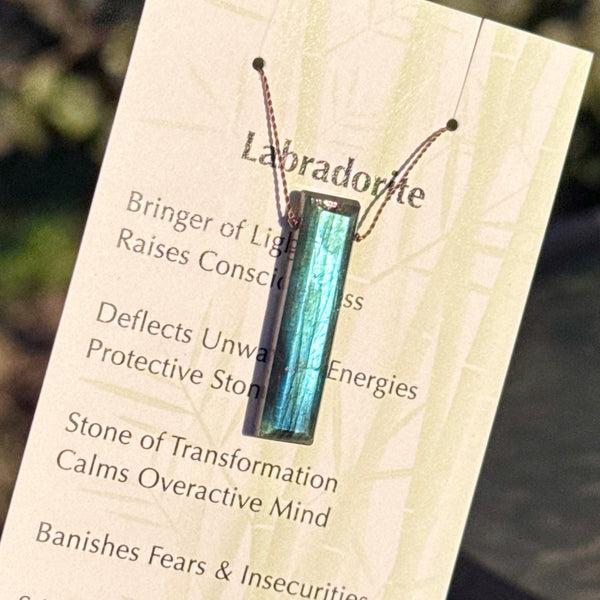 Labradorite Rectangle Bead Necklace 16 1/2"