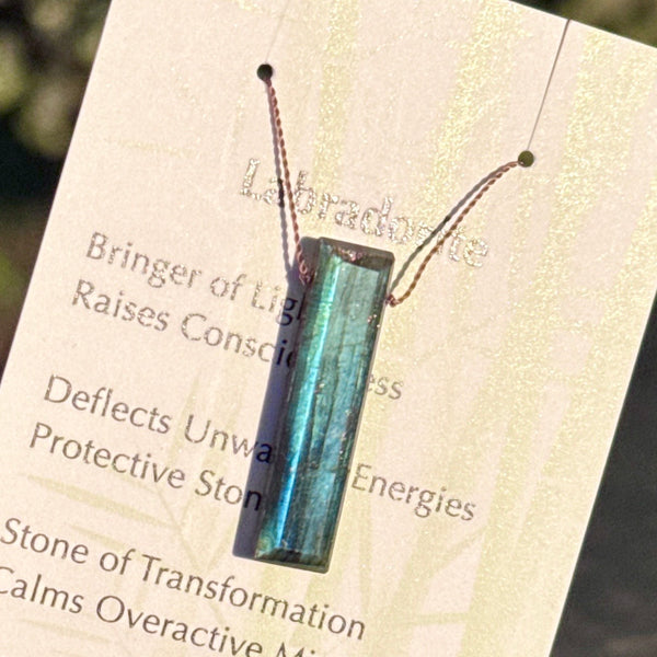 Labradorite Rectangle Bead Necklace 16 1/2"