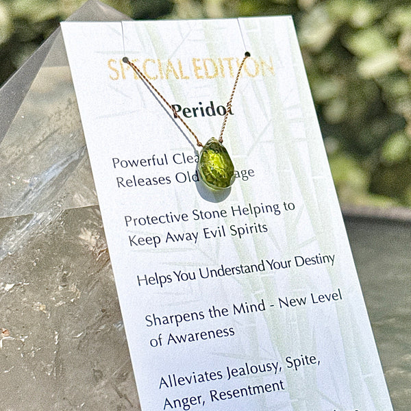 Peridot Drop Bead Necklace Special Edition 15"