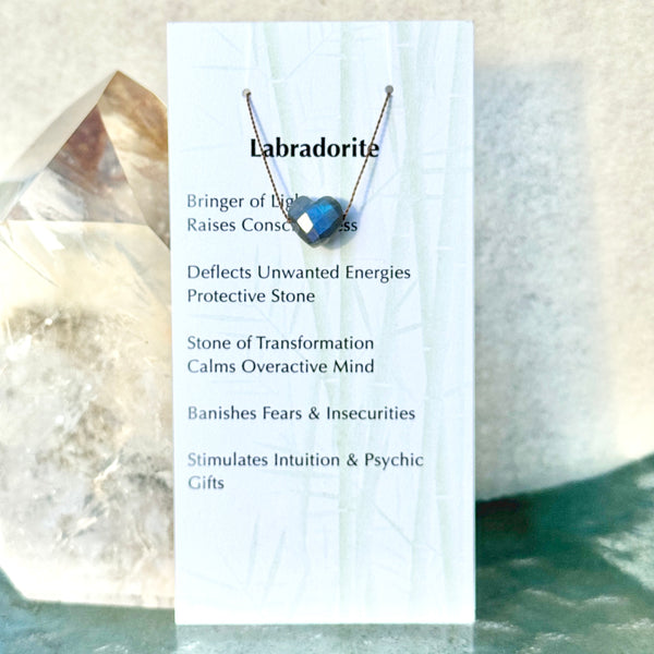 Labradorite Heart Bead Necklace 14" Kids & Teens