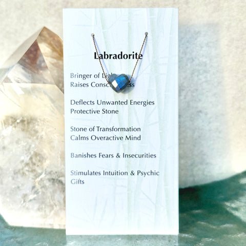 Labradorite Heart Bead Necklace 14" Kids & Teens