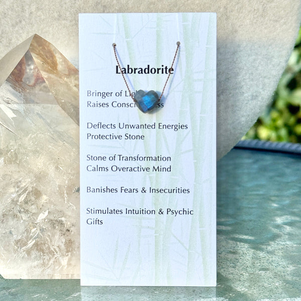Labradorite Heart Bead Necklace 14" Kids & Teens