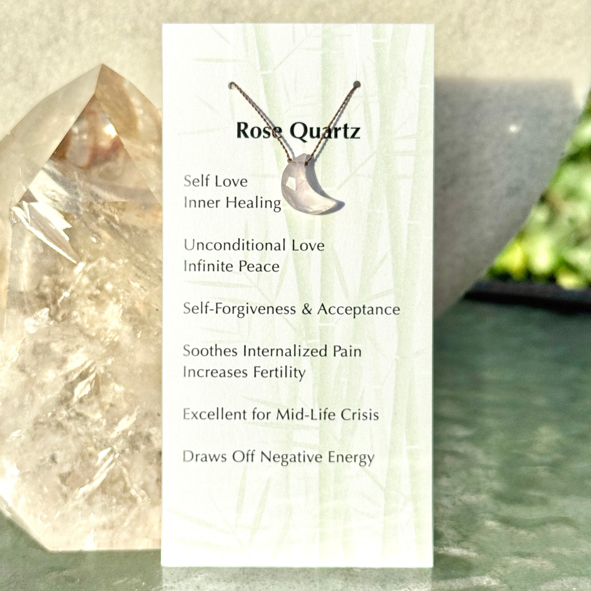 Rose Quartz Moon Bead Necklace 13 3/4" Kids & Teens