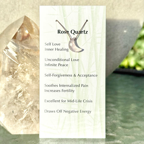 Rose Quartz Moon Bead Necklace 13 3/4" Kids & Teens