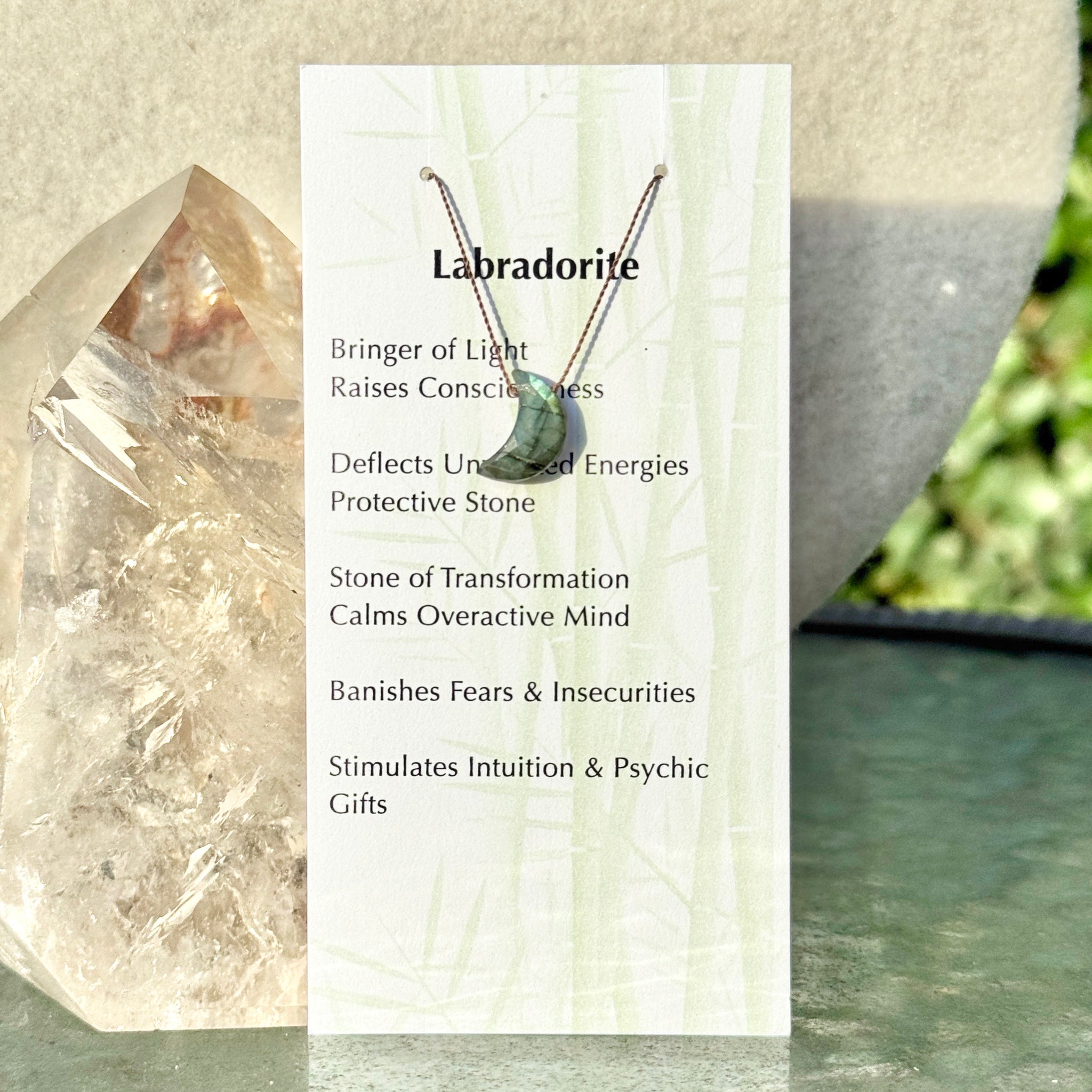 Labradorite Moon Bead Necklace 13" Kids & Teens