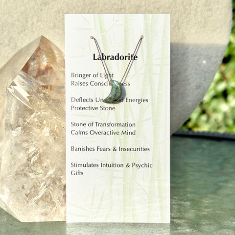 Labradorite Moon Bead Necklace 13" Kids & Teens