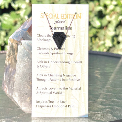 Black Tourmaline Triangle Bead Necklace Special Edition 15"