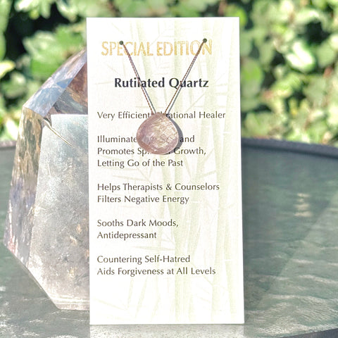 Rutilated Quartz Drop Bead Necklace Special Edition 16 1/4"