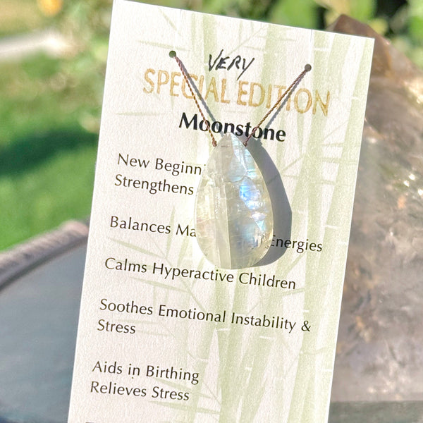 Moonstone Drop Bead Necklace Very Special Edition 16 1/2"