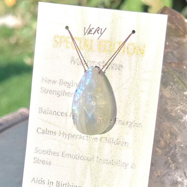 Moonstone Drop Bead Necklace Very Special Edition 16 1/2"