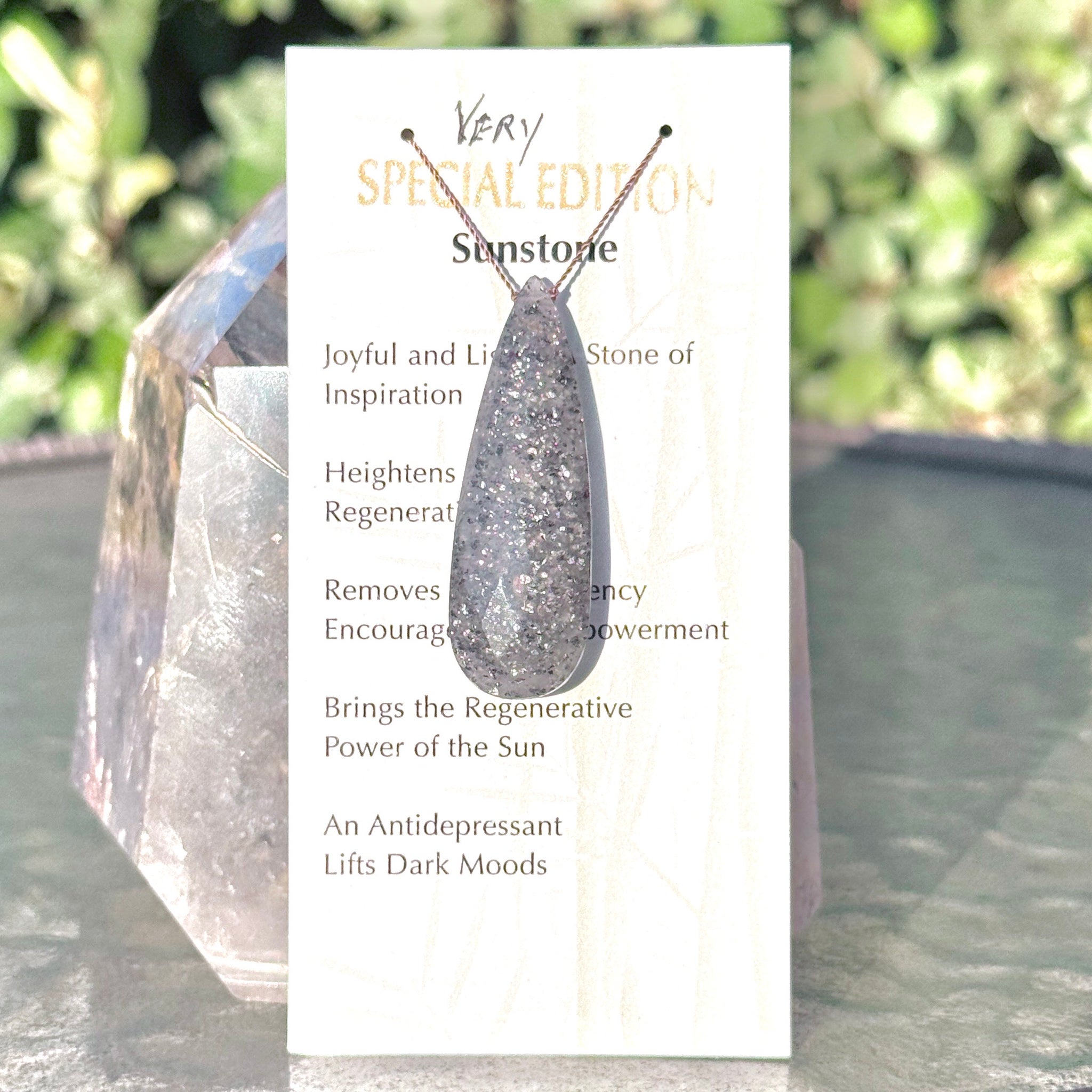 Sunstone (Black) Large Drop Bead Necklace Very Special Edition 15 1/2"