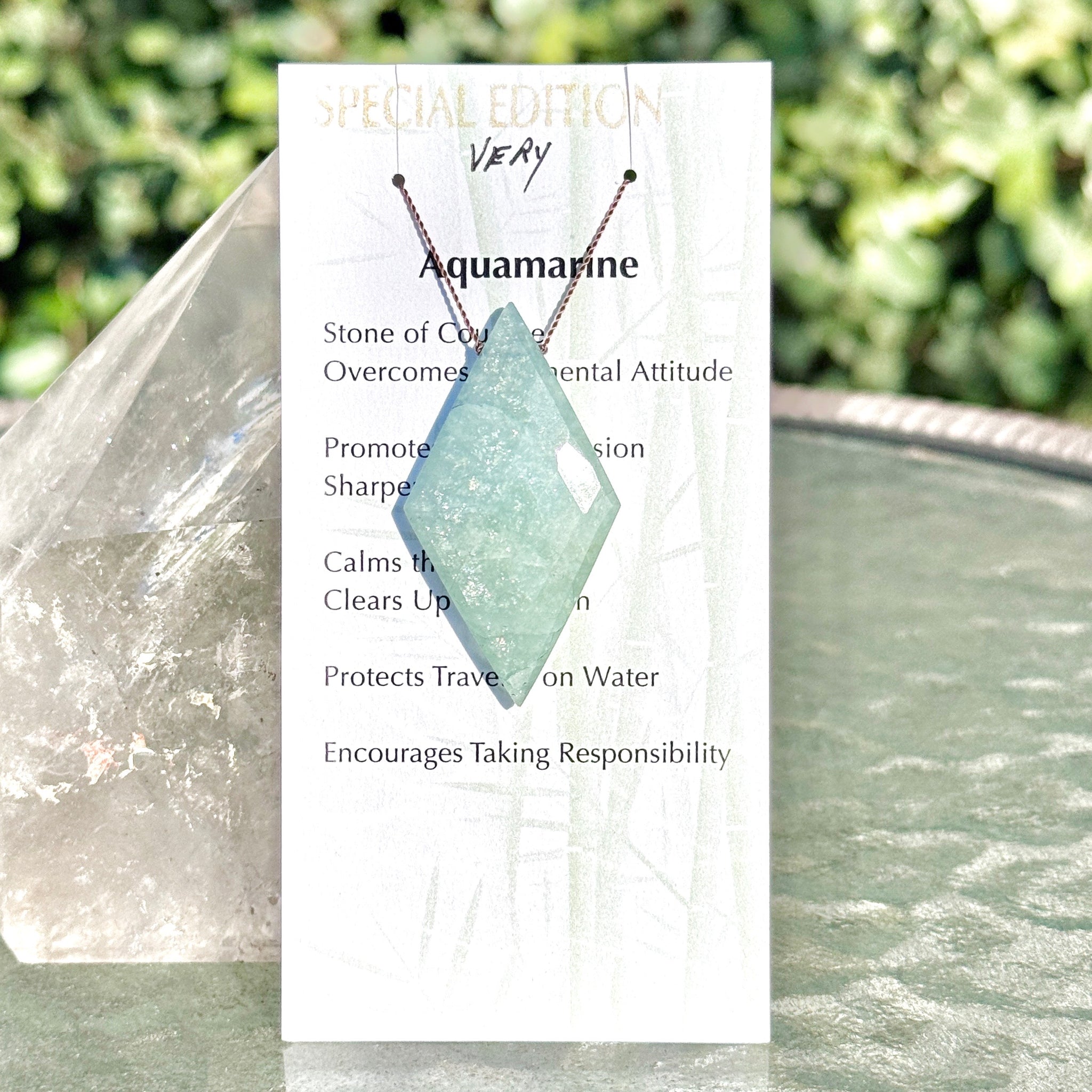 Aquamarine Shimmering Diamond Bead Necklace Very Special Edition  17"