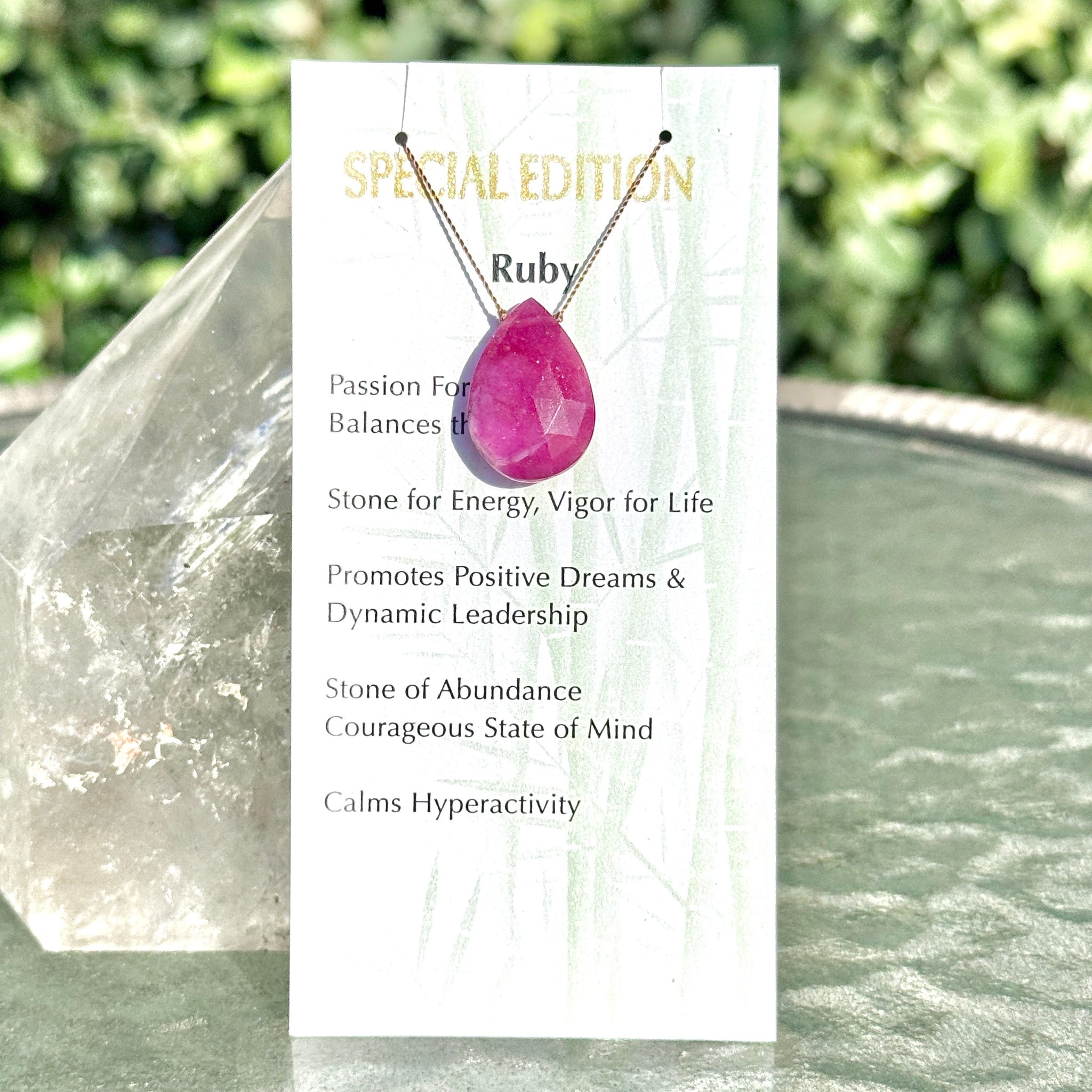 Ruby Drop Bead Necklace Special Edition 17"