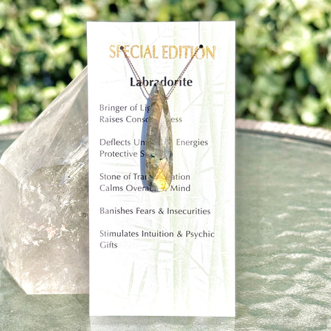 Labradorite Long Drop Bead Special Edition Necklace 17"