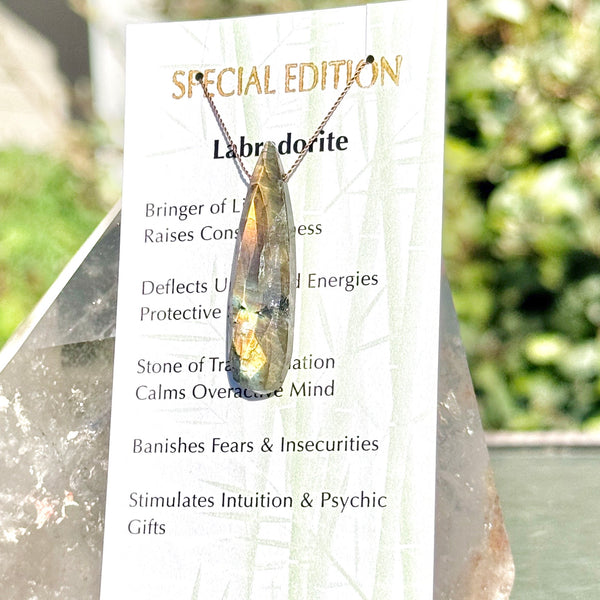 Labradorite Long Drop Bead Special Edition Necklace 17"