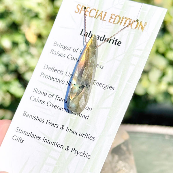 Labradorite Long Drop Bead Special Edition Necklace 17"