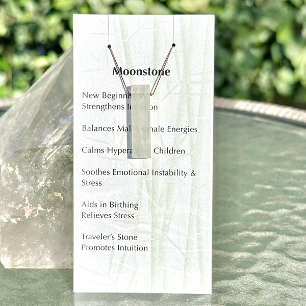 Moonstone Rectangle Bead Necklace 17"