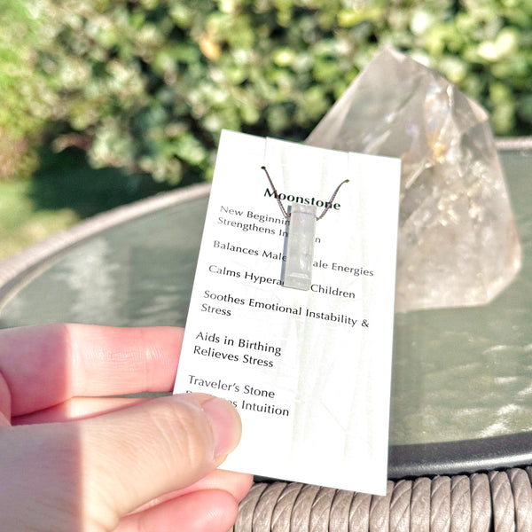 Moonstone Rectangle Bead Necklace 17"