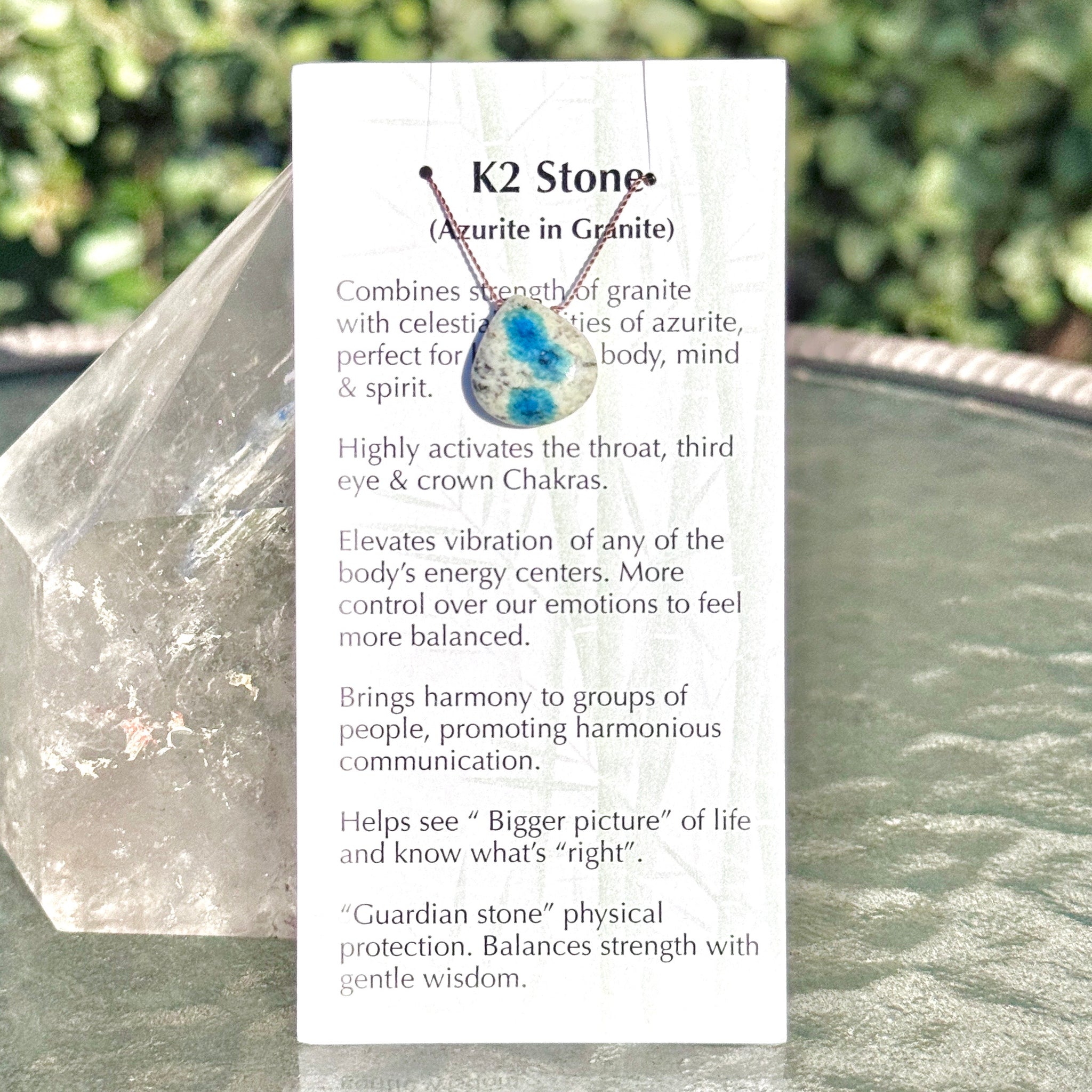 K2 Stone (Azurite in Granite) Drop Bead Necklace 16"