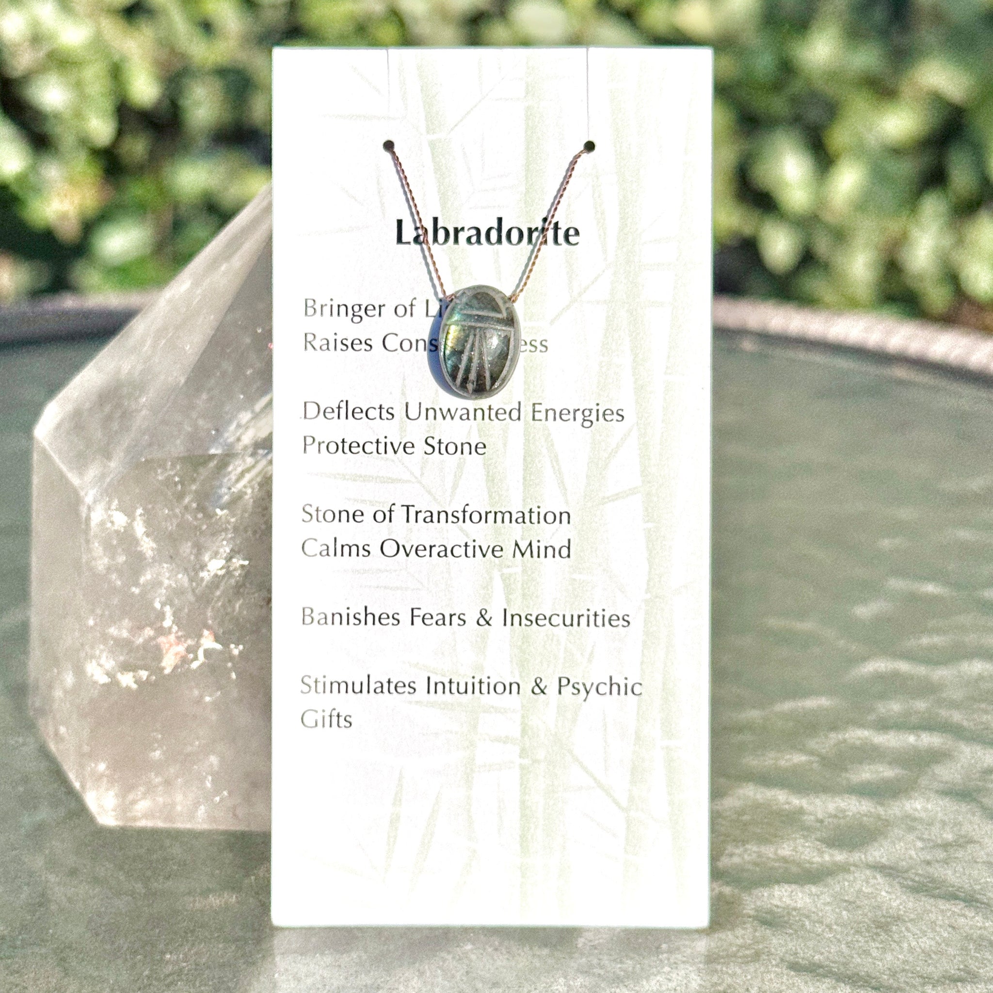 Labradorite Scarab Bead Necklace 15"