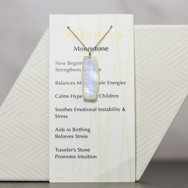 Moonstone Rectangle Bead Necklace Special Edition 16"