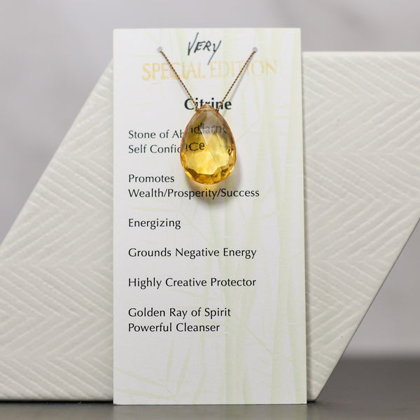 Citrine Large Drop Bead Necklace Very Special Edition 17"
