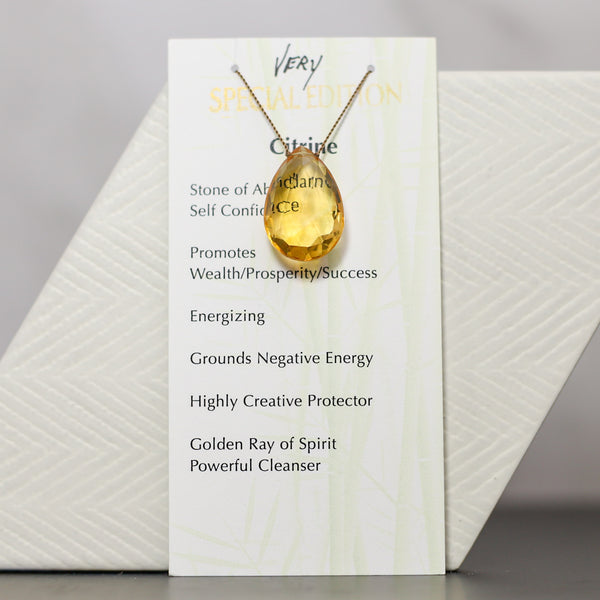 Citrine Large Drop Bead Necklace Very Special Edition 17"