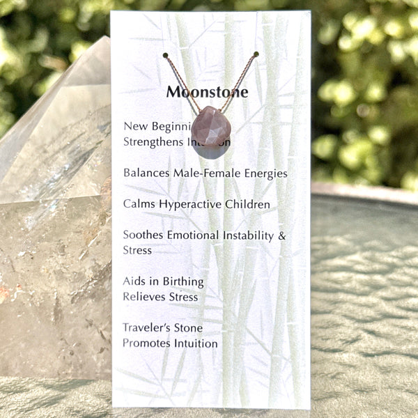 Moonstone (Peach) Drop Bead Necklace 16"