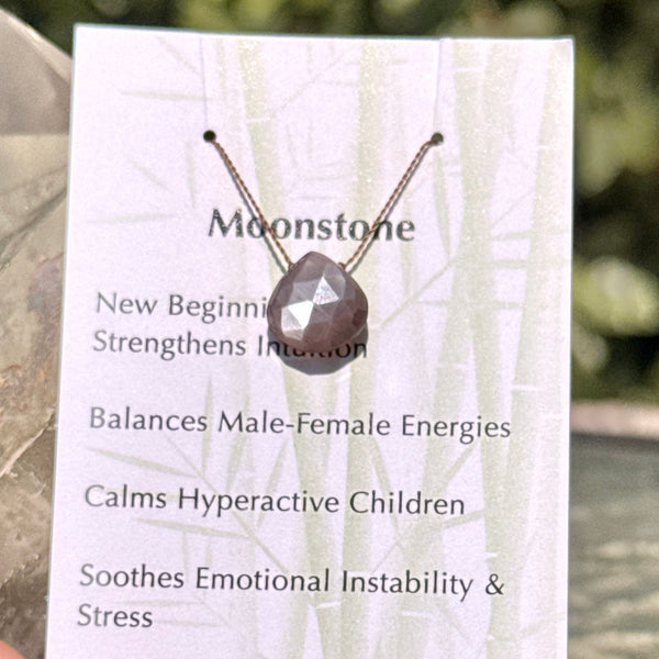 Moonstone (Peach) Drop Bead Necklace 16"