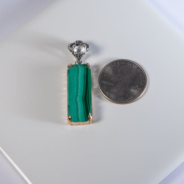 Malachite Pendant with Herkimer Diamond Accent