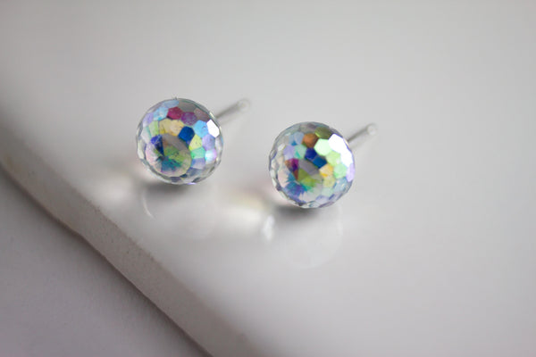 Stud Earring (Large, Faceted Sphere)