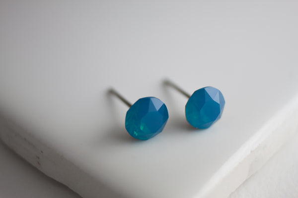 Stud Earring Large Table cut, Cool Tones