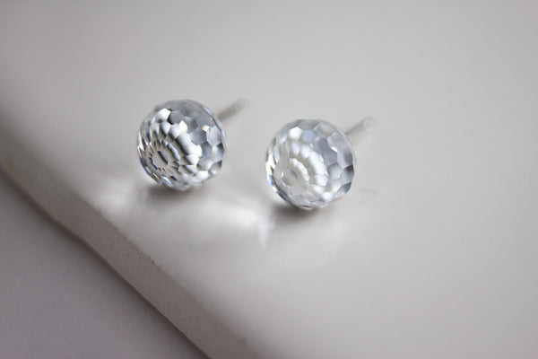 Stud Earring (Small, Faceted Sphere)